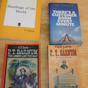 4 P.T. BARNUM books - autobiography, Humbugs Of the World + more DIY